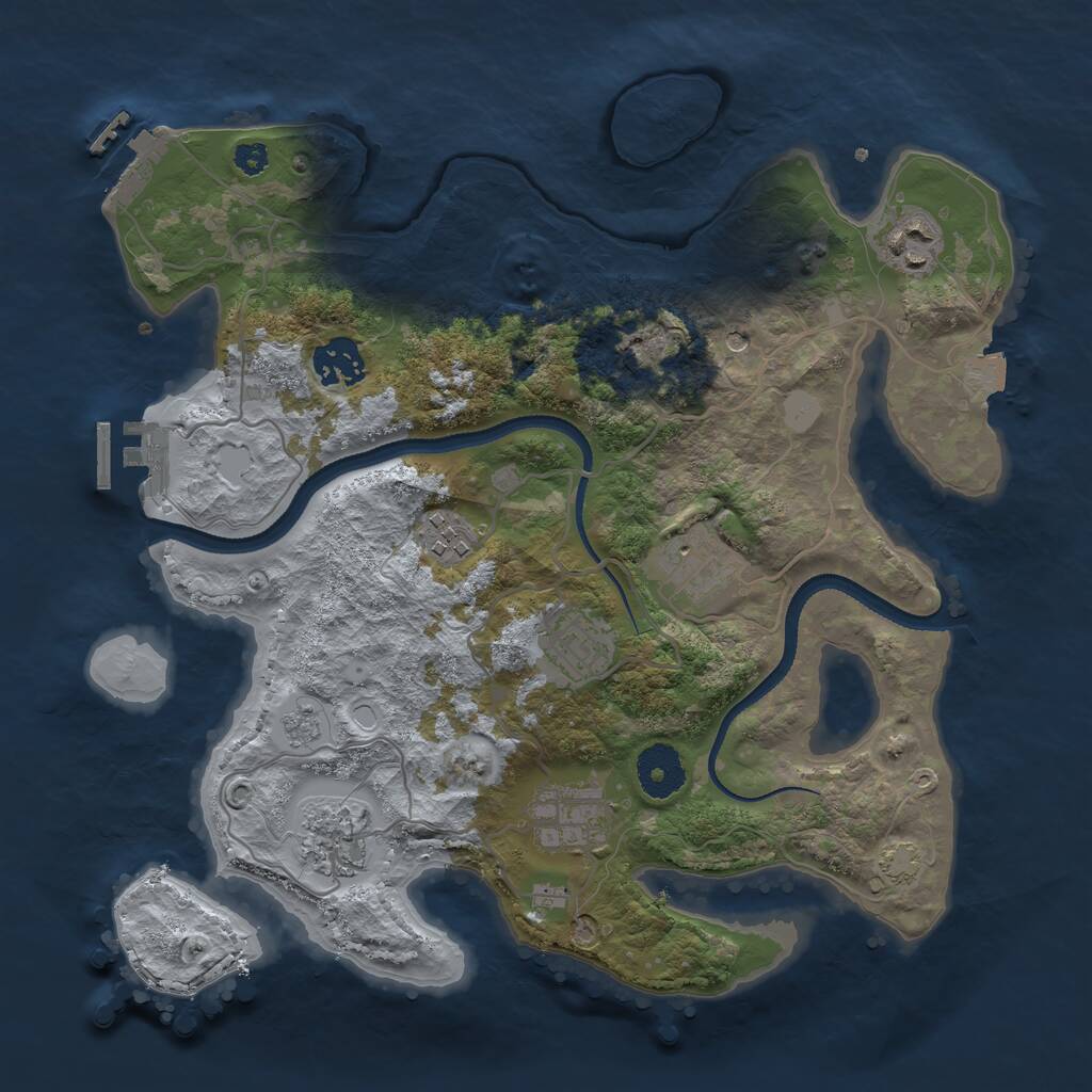 Rust Map: Procedural Map, Size: 3250, Seed: 1114883275, 13 Monuments