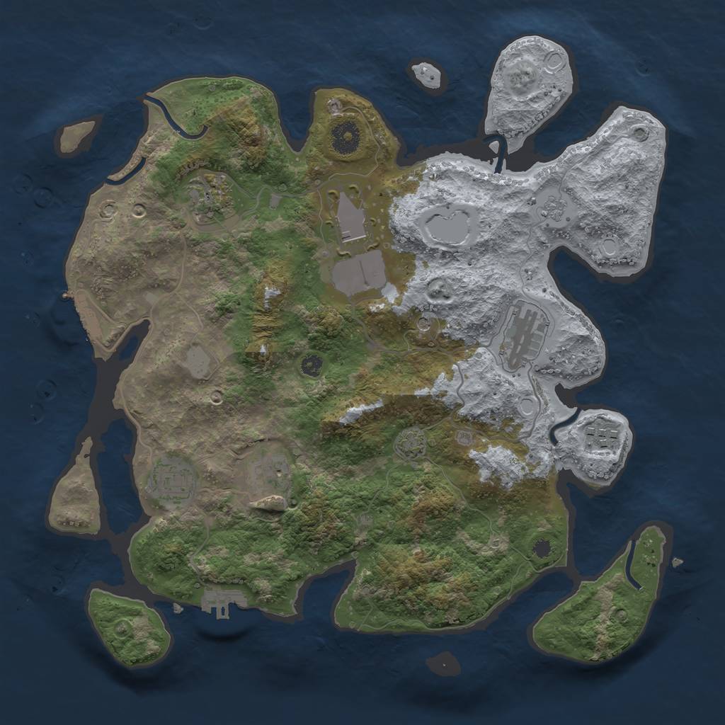 Rust Map: Procedural Map, Size: 3500, Seed: 131183910, 14 Monuments
