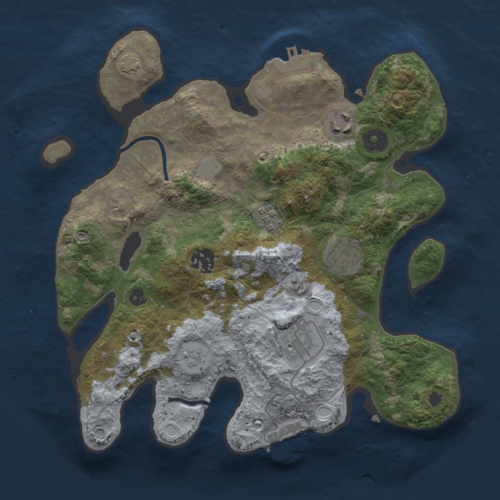 Rust Map: Procedural Map, Size: 3000, Seed: 1289608675, 12 Monuments