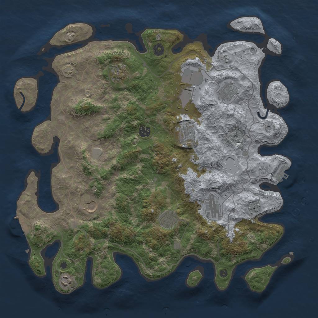 Rust Map: Procedural Map, Size: 4000, Seed: 1050760977, 18 Monuments