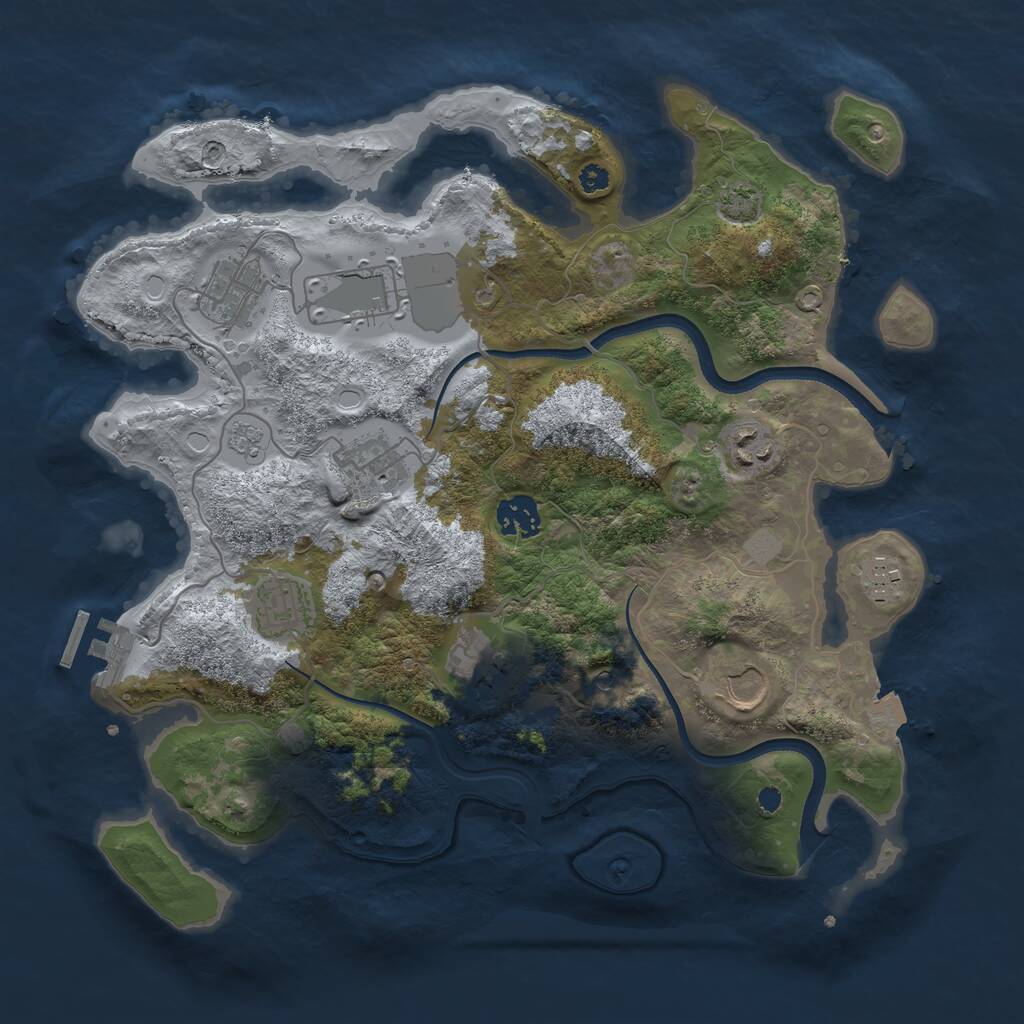 Rust Map: Procedural Map, Size: 3500, Seed: 32686221, 14 Monuments
