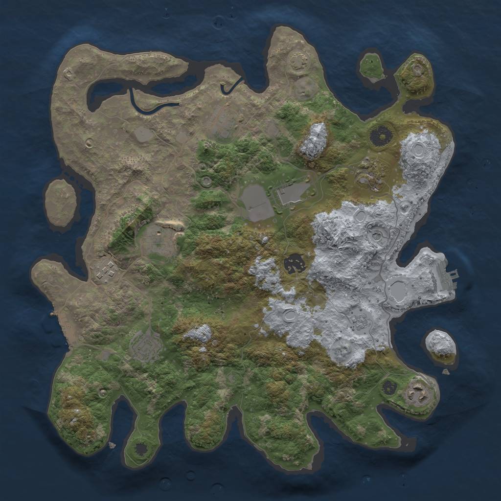 Rust Map: Procedural Map, Size: 3600, Seed: 330925060, 16 Monuments