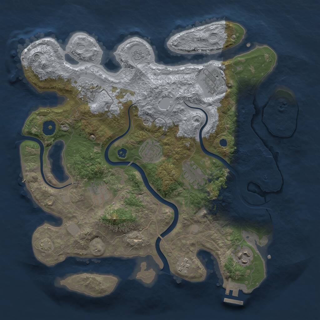 Rust Map: Procedural Map, Size: 3350, Seed: 1310909305, 12 Monuments