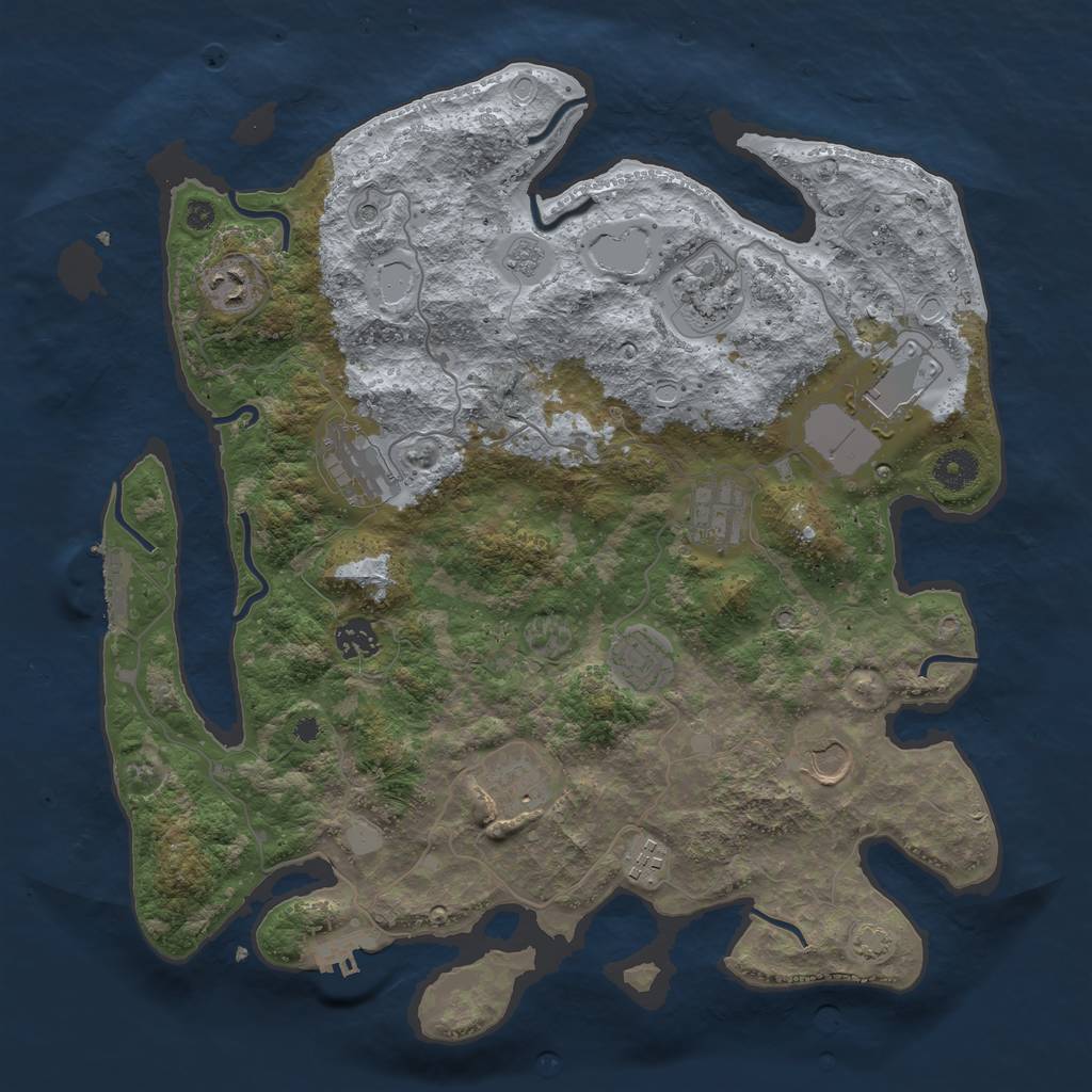 Rust Map: Procedural Map, Size: 3850, Seed: 77591822, 18 Monuments