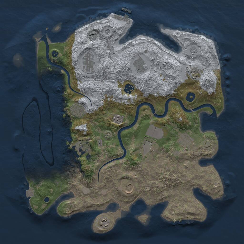 Rust Map: Procedural Map, Size: 3850, Seed: 77591822, 17 Monuments