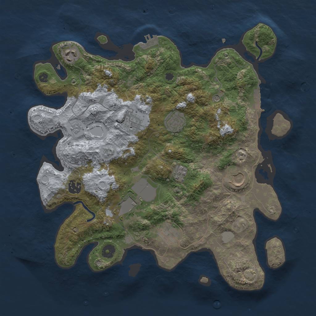 Rust Map: Procedural Map, Size: 3500, Seed: 41939058, 16 Monuments