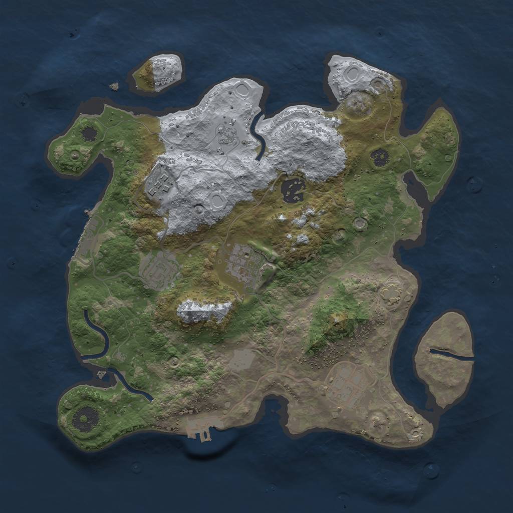 Rust Map: Procedural Map, Size: 3000, Seed: 2396570, 12 Monuments