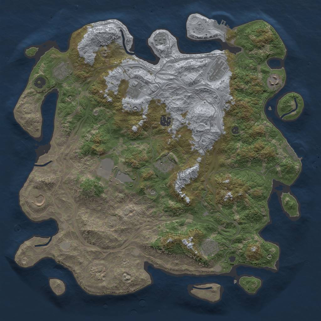 Rust Map: Procedural Map, Size: 4300, Seed: 83709103, 19 Monuments