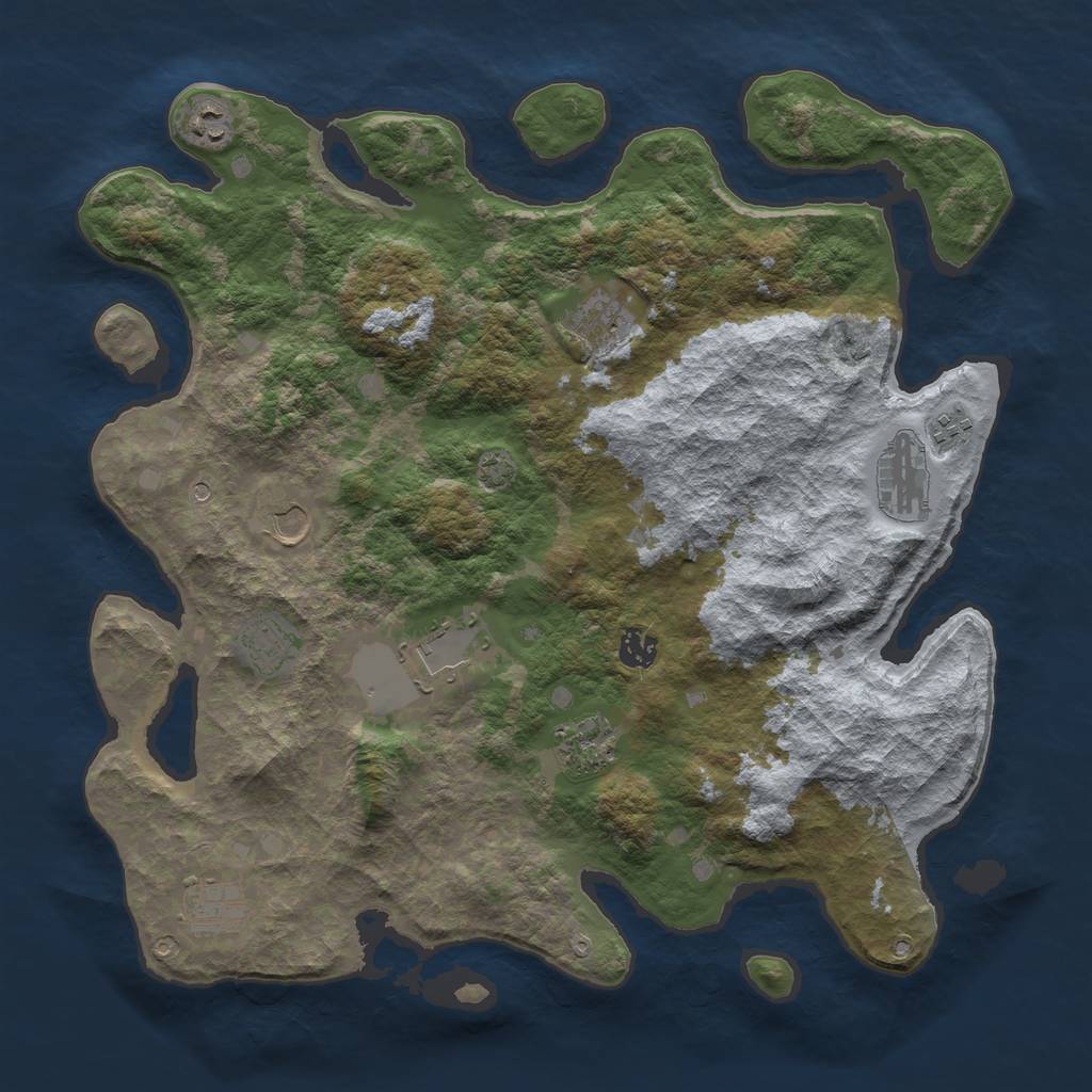 Rust Map: Barren, Size: 4100, Seed: 64551780, 14 Monuments