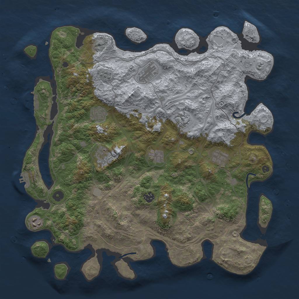 Rust Map: Procedural Map, Size: 4250, Seed: 55400666, 17 Monuments