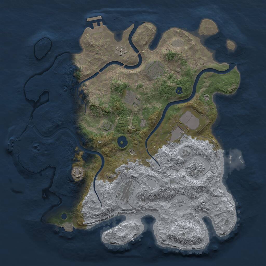 Rust Map: Procedural Map, Size: 3650, Seed: 75168588, 13 Monuments