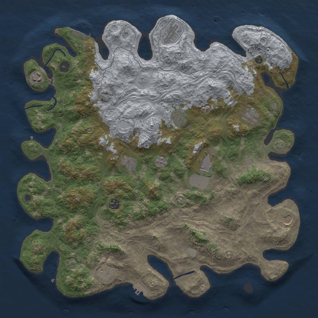 Rust Map: Procedural Map, Size: 4400, Seed: 24353565, 18 Monuments