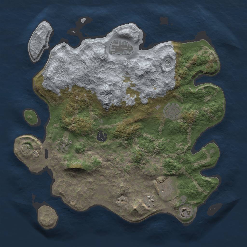 Rust Map: Barren, Size: 3450, Seed: 52019166, 11 Monuments