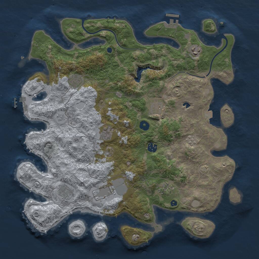 Rust Map: Procedural Map, Size: 4000, Seed: 1876416841, 15 Monuments