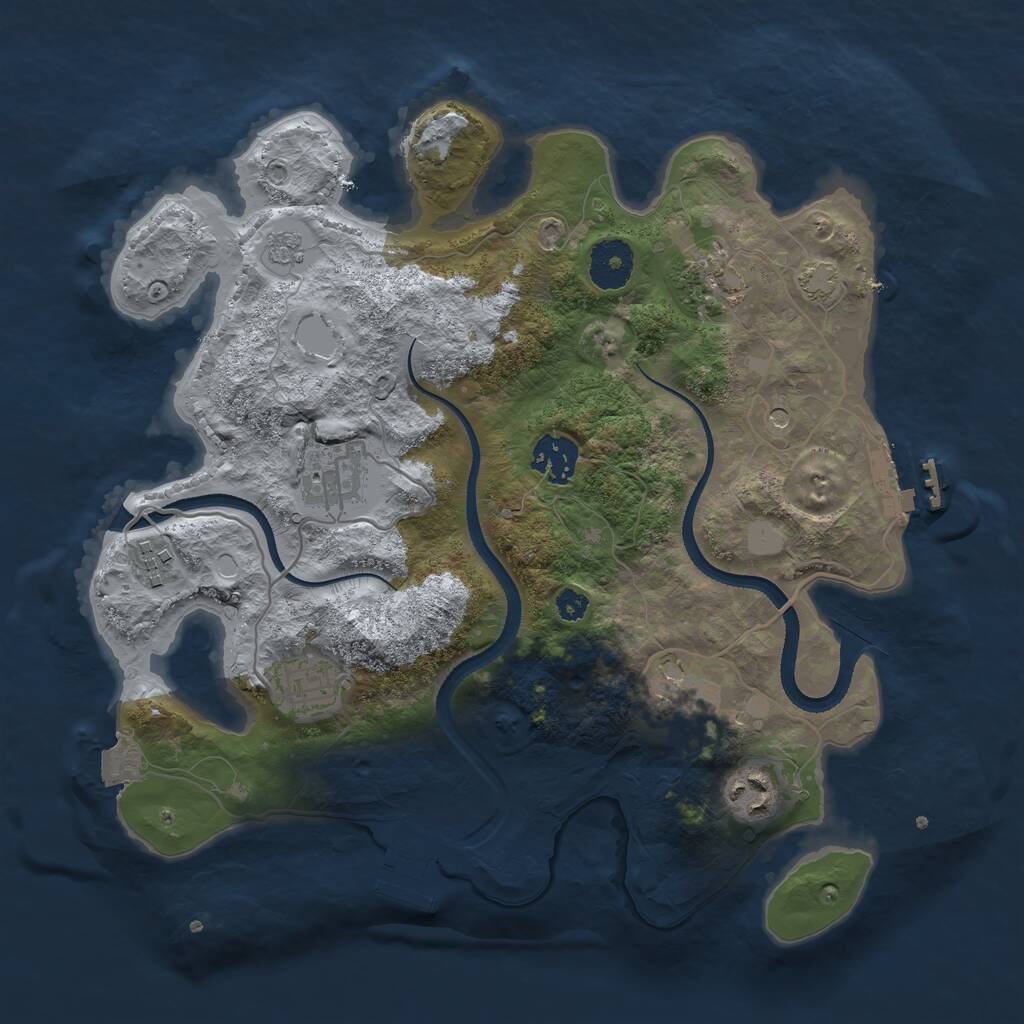 Rust Map: Procedural Map, Size: 3250, Seed: 2067408781, 13 Monuments