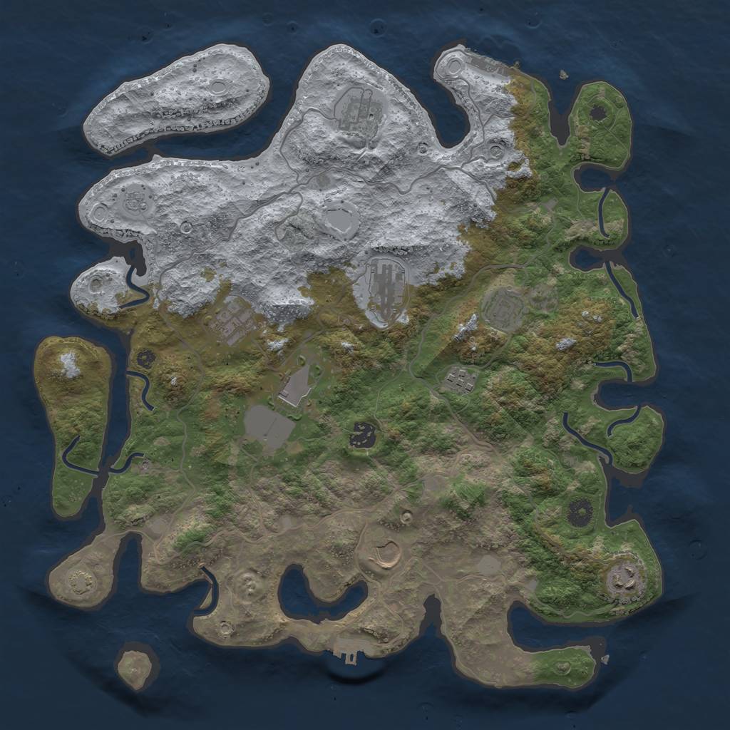 Rust Map: Procedural Map, Size: 4000, Seed: 206781, 17 Monuments