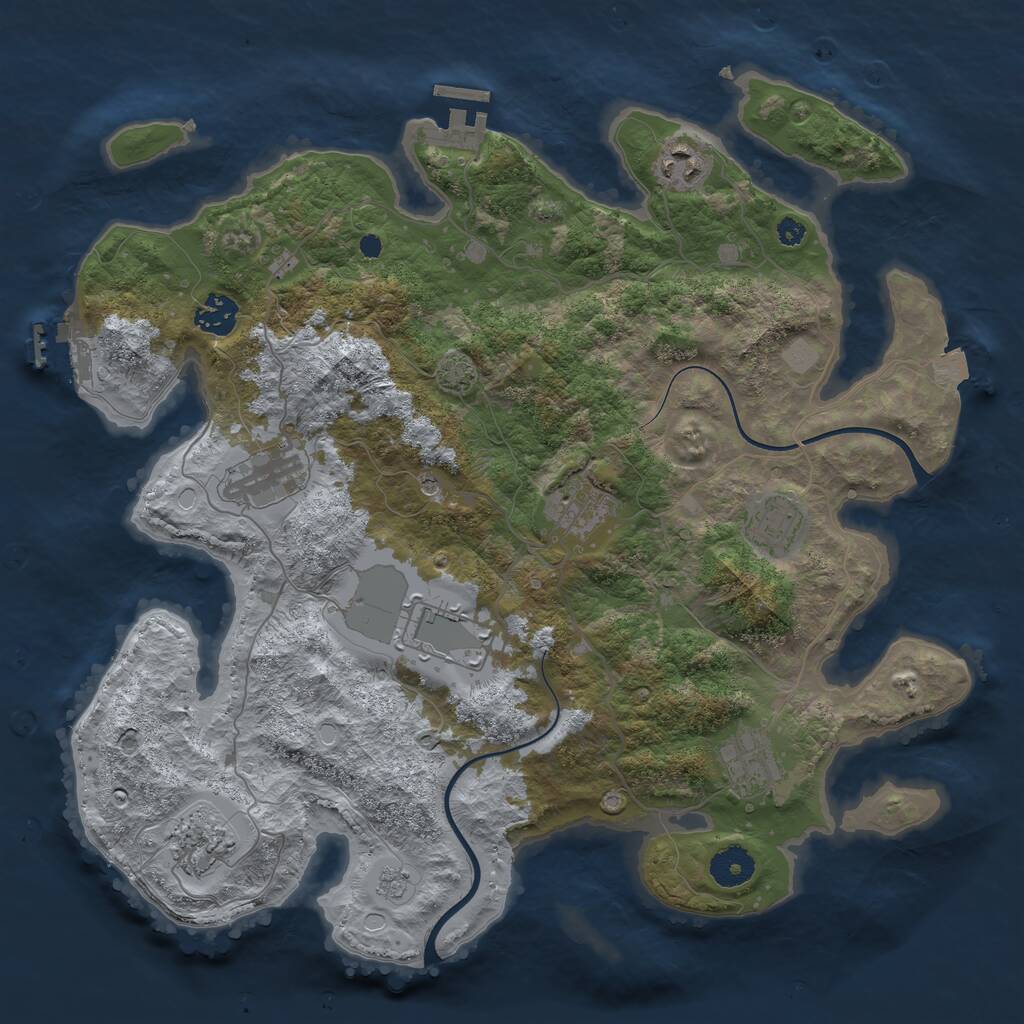 Rust Map: Procedural Map, Size: 3675, Seed: 28000, 14 Monuments