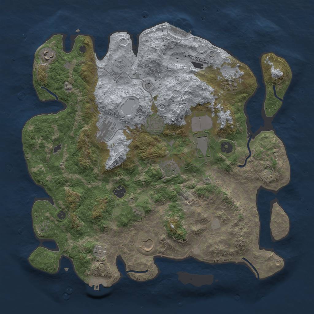 Rust Map: Procedural Map, Size: 3900, Seed: 80474167, 17 Monuments