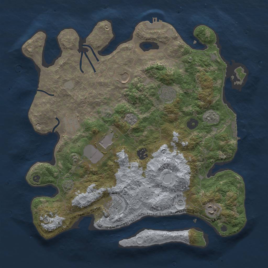 Rust Map: Procedural Map, Size: 3650, Seed: 29871142, 16 Monuments