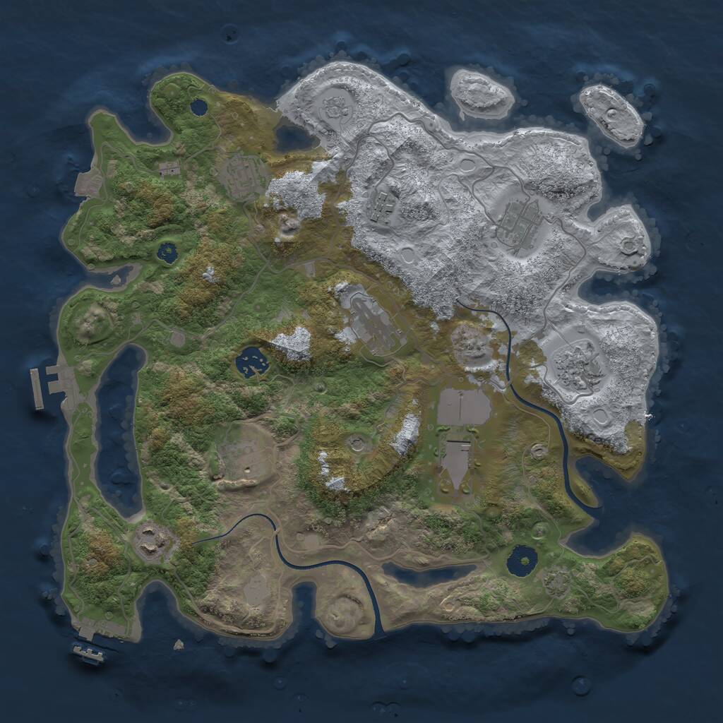 Rust Map: Procedural Map, Size: 3550, Seed: 13989387, 15 Monuments