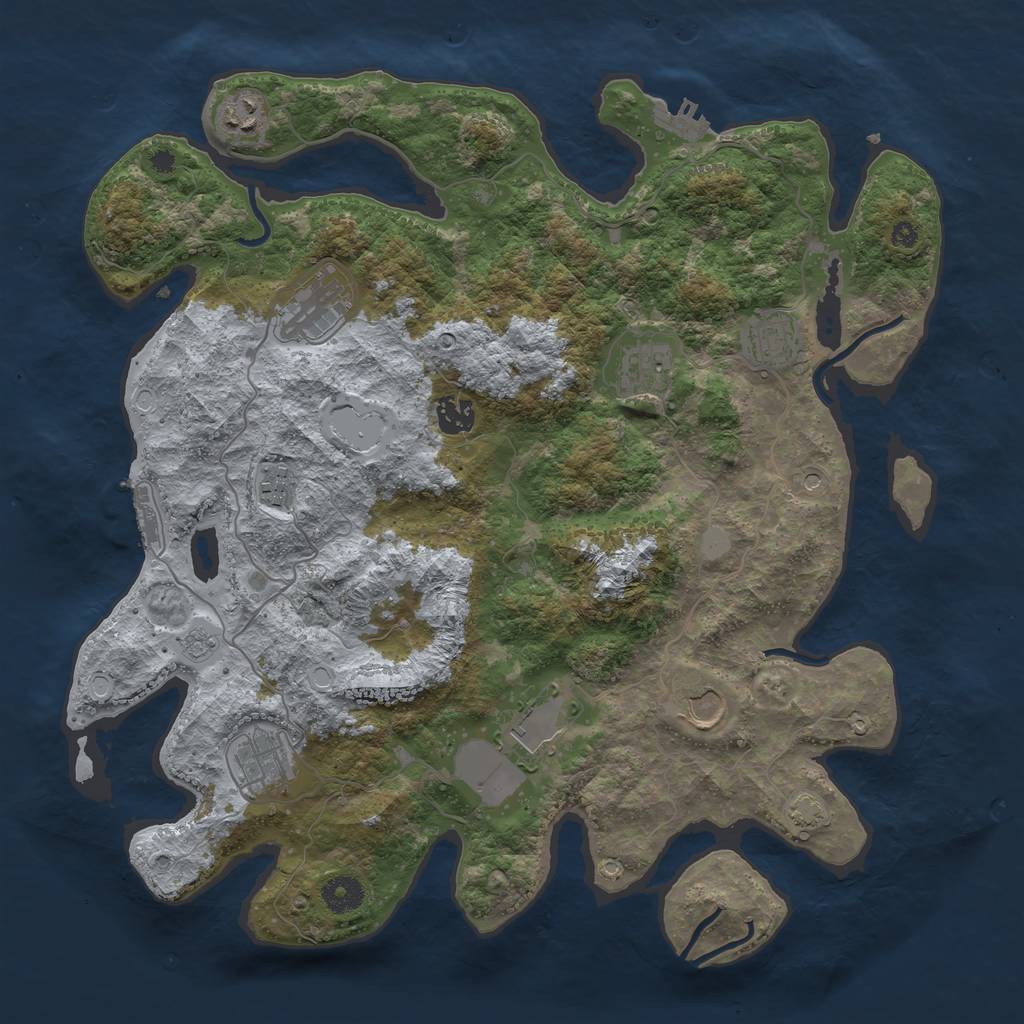 Rust Map: Procedural Map, Size: 3900, Seed: 2570061, 17 Monuments