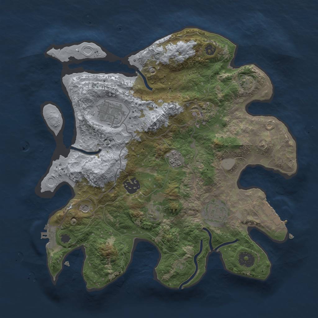 Rust Map: Procedural Map, Size: 3000, Seed: 2456881, 12 Monuments