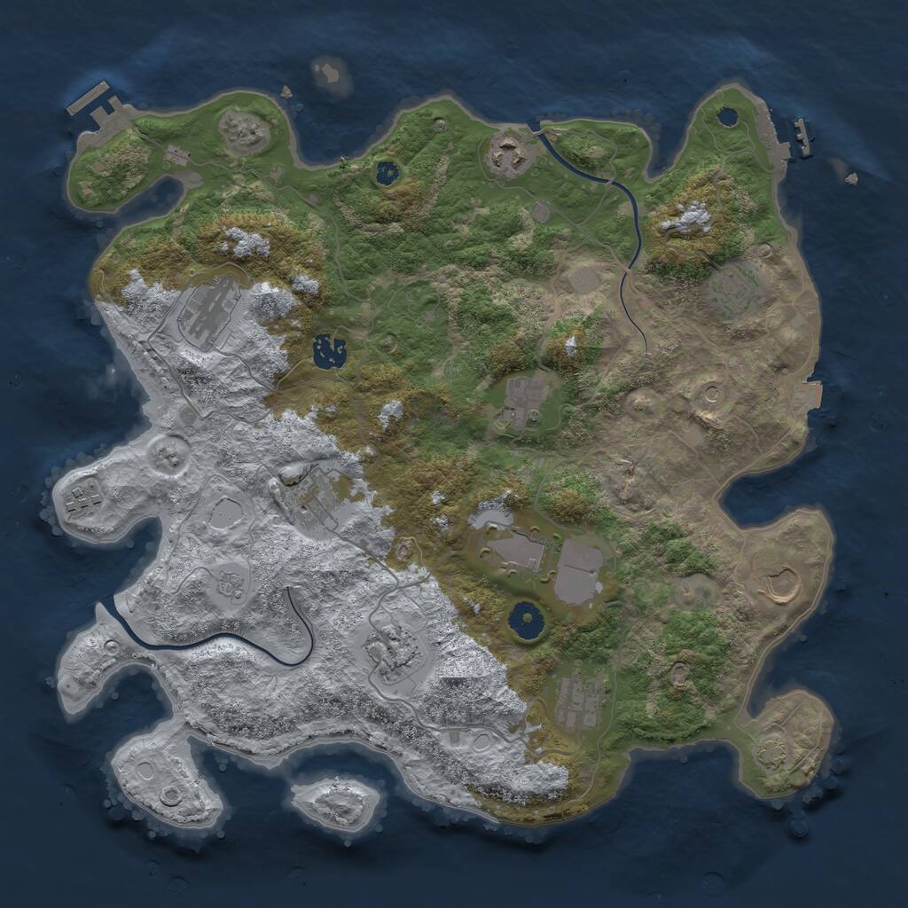 Rust Map: Procedural Map, Size: 3850, Seed: 81763322, 17 Monuments