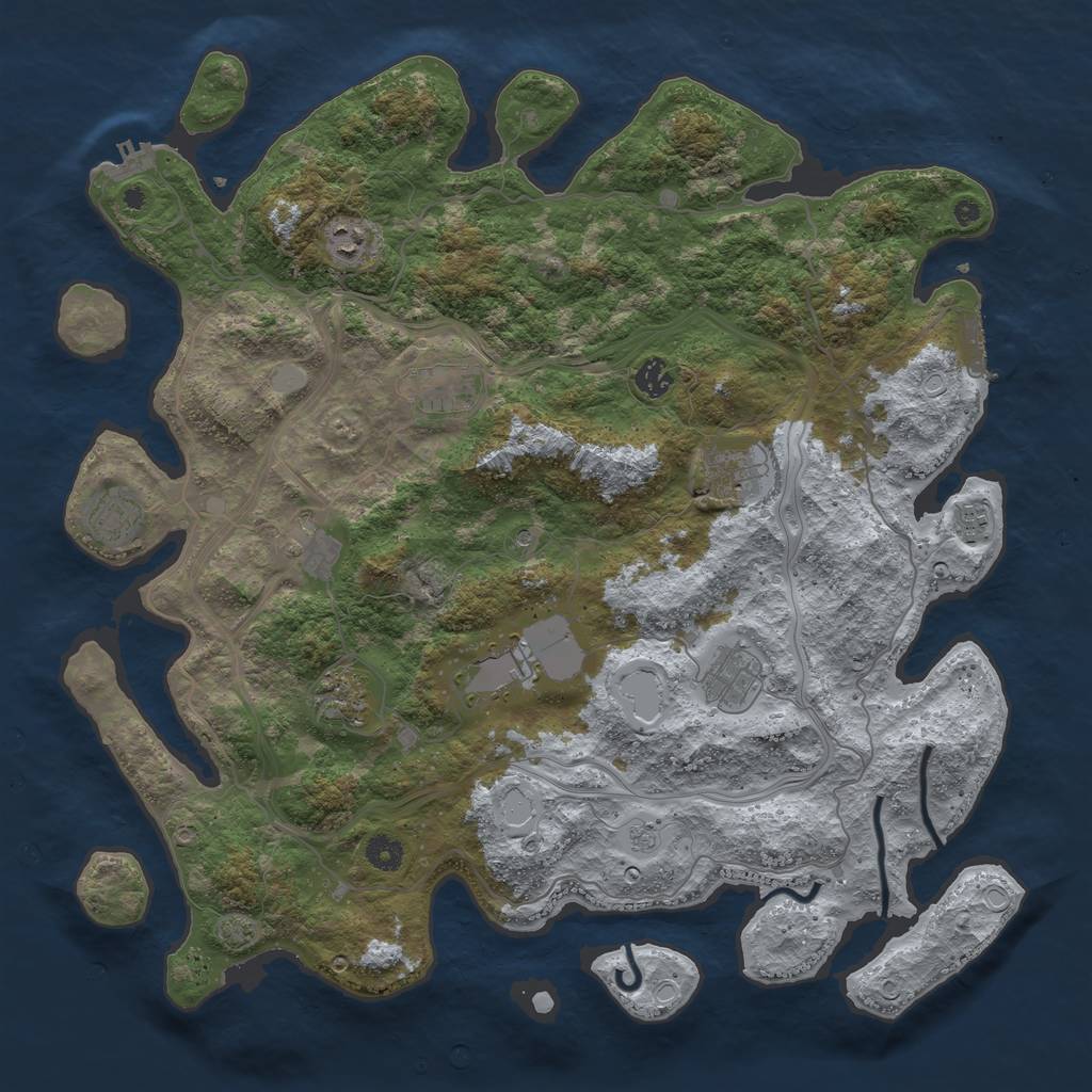 Rust Map: Procedural Map, Size: 4400, Seed: 90734440, 18 Monuments