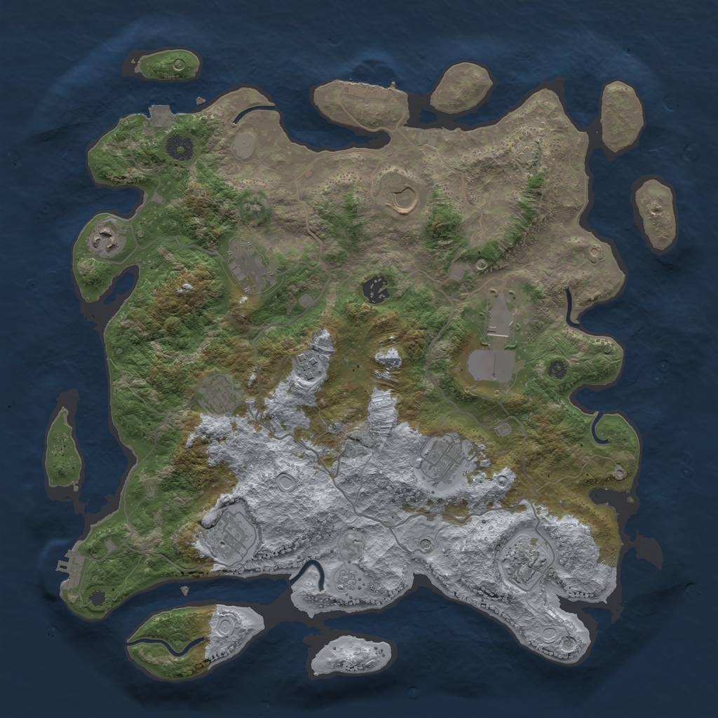 Rust Map: Procedural Map, Size: 4000, Seed: 1674931158, 18 Monuments