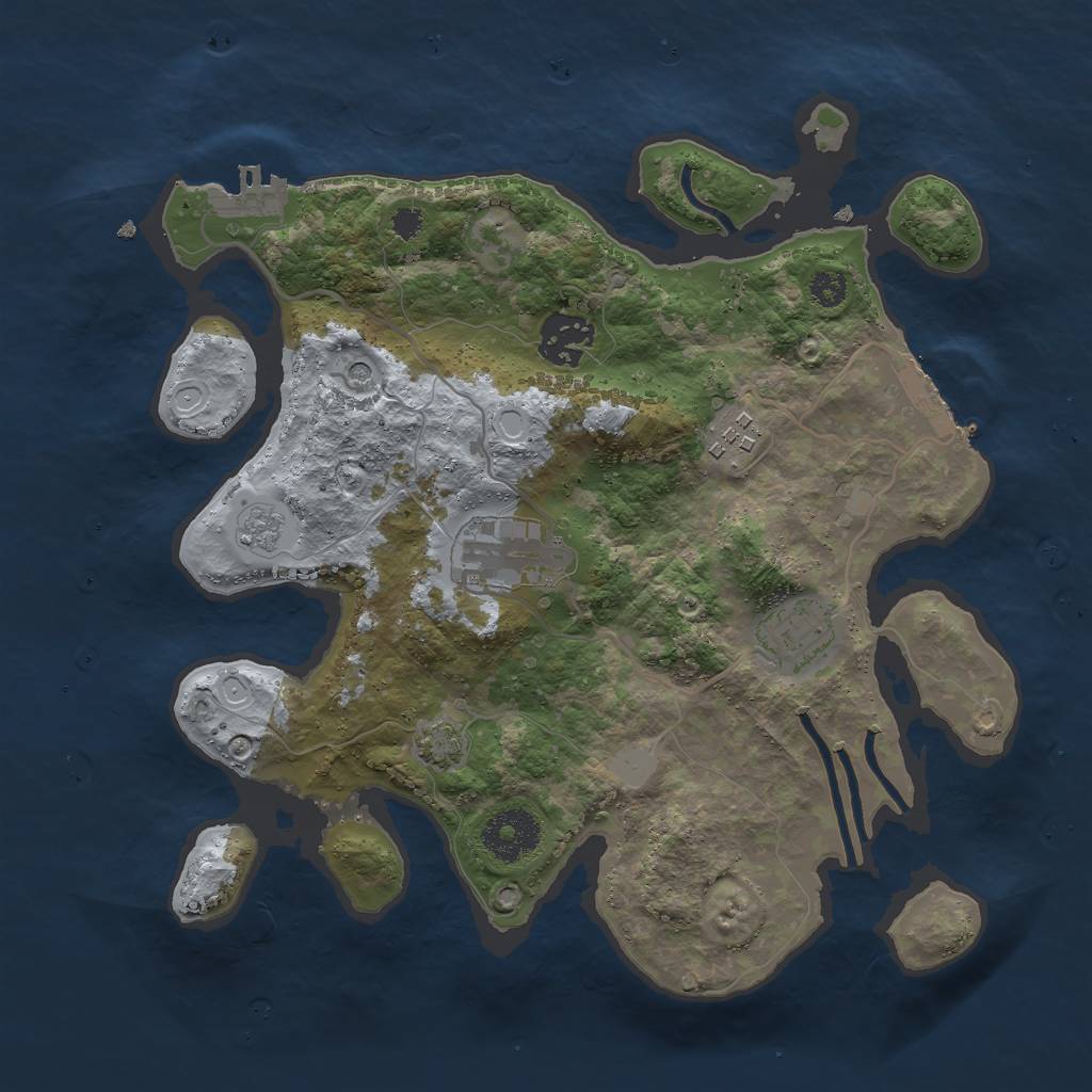 Rust Map: Procedural Map, Size: 3000, Seed: 4196, 12 Monuments