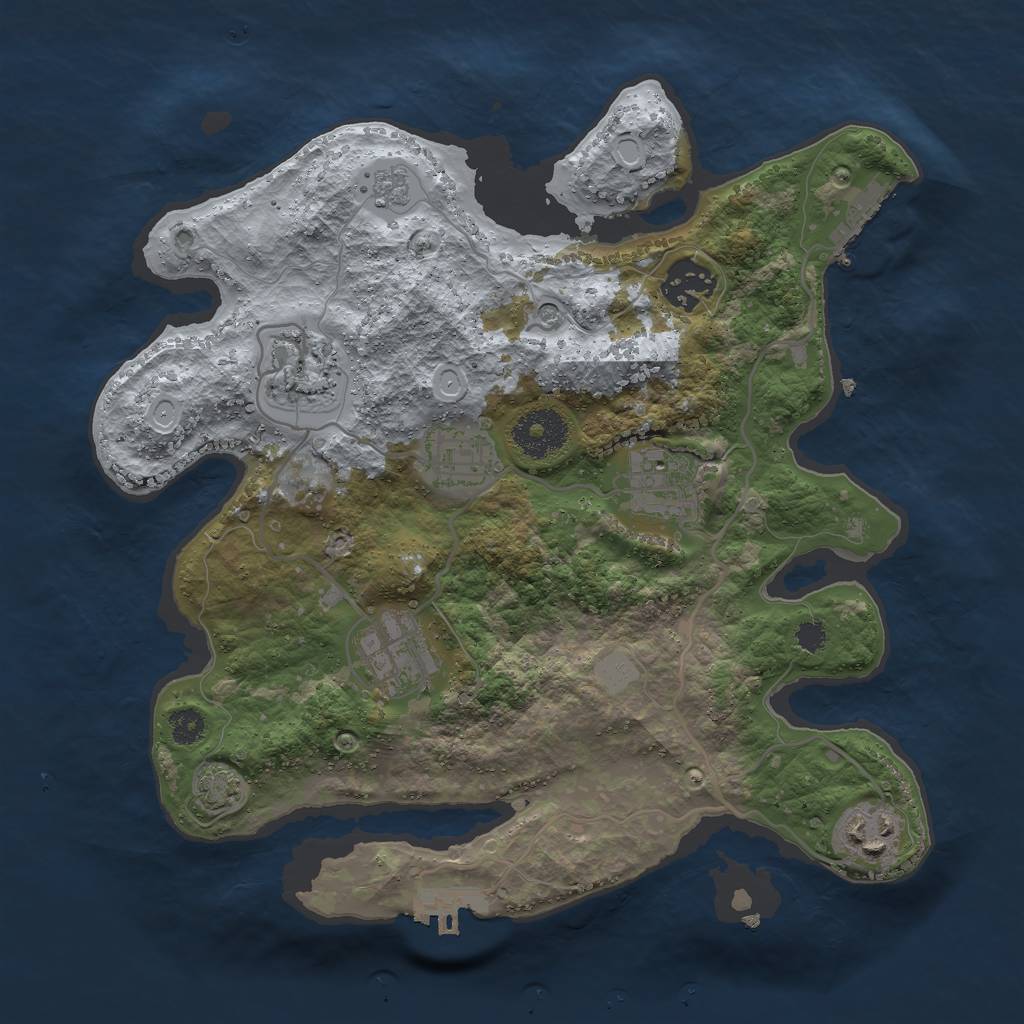 Rust Map: Procedural Map, Size: 3000, Seed: 706228909, 14 Monuments