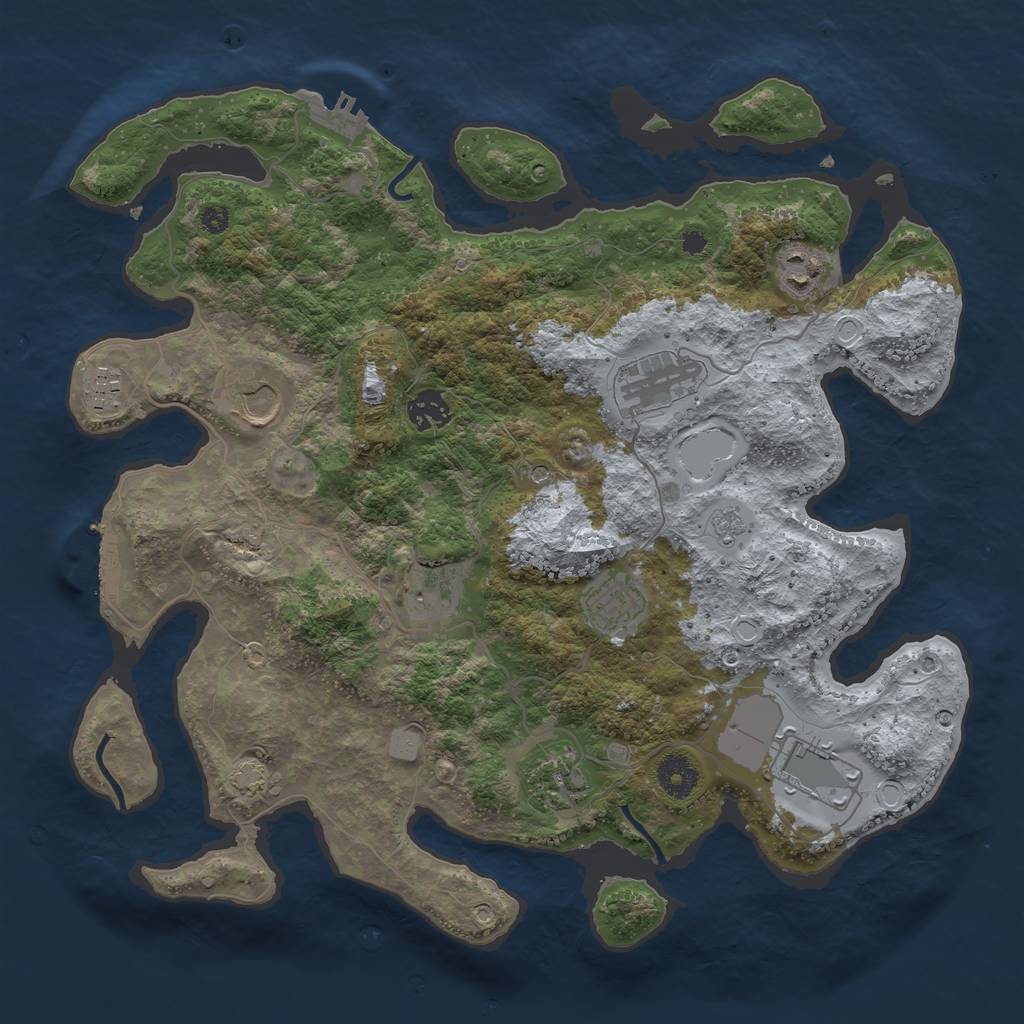Rust Map: Procedural Map, Size: 3700, Seed: 1648774401, 17 Monuments