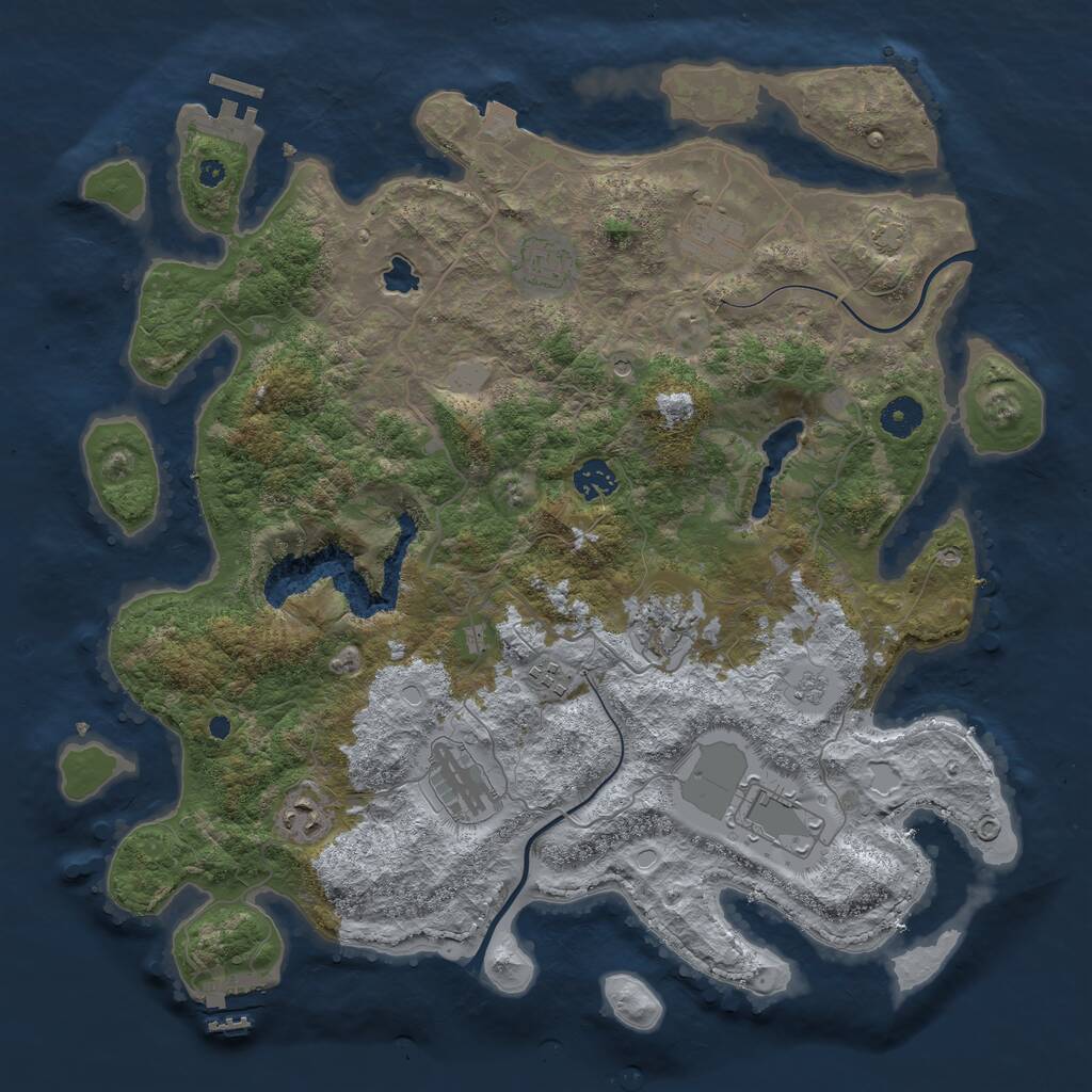 Rust Map: Procedural Map, Size: 4000, Seed: 1202, 14 Monuments