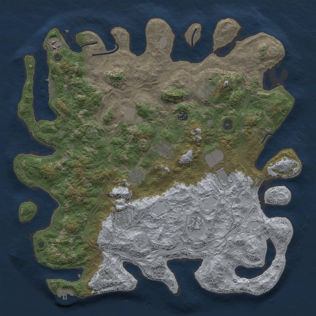 Rust Map: Procedural Map, Size: 4500, Seed: 1952152767, 18 Monuments