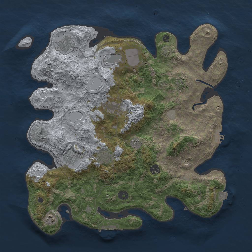Rust Map: Procedural Map, Size: 3750, Seed: 1570558589, 17 Monuments