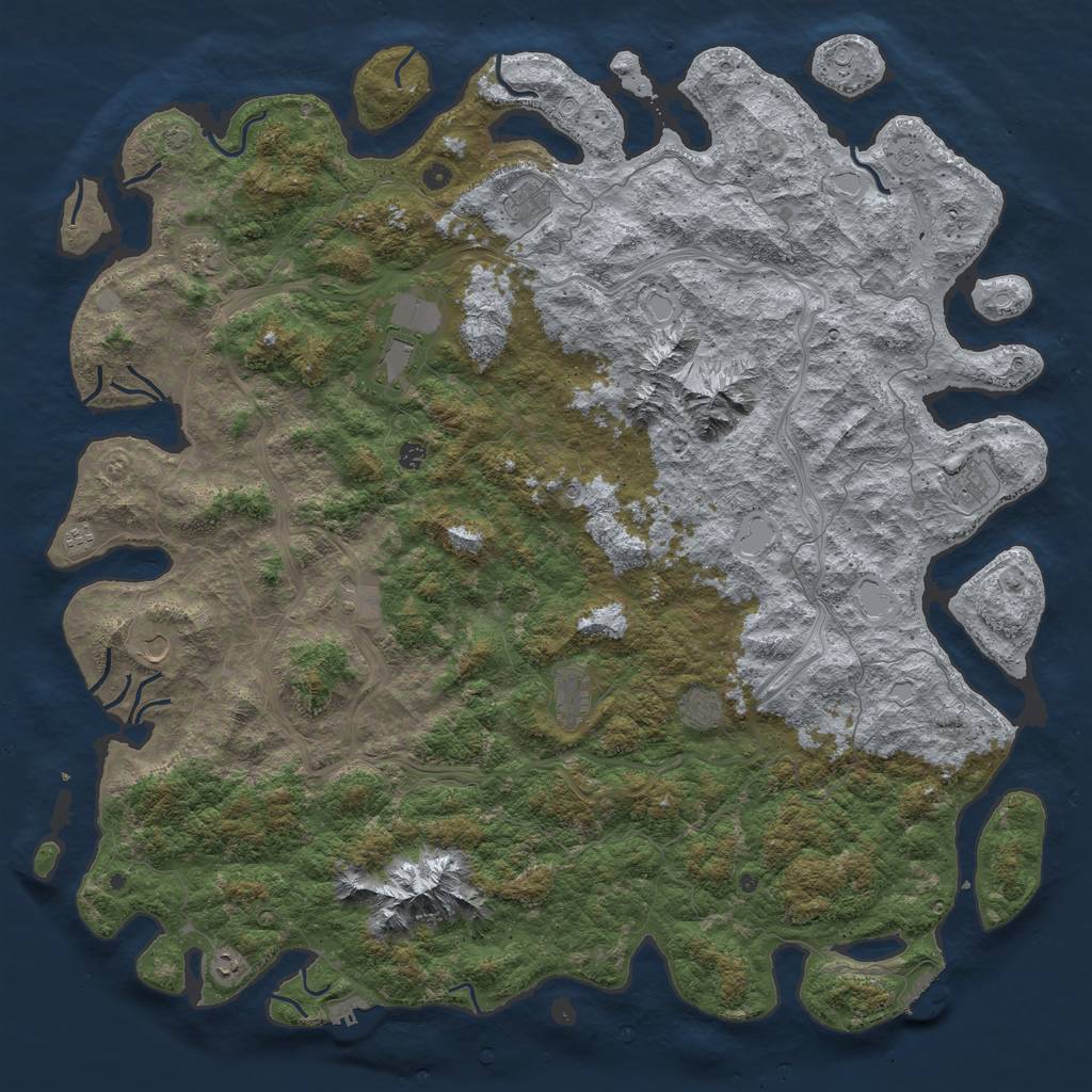Rust Map: Procedural Map, Size: 6000, Seed: 613012765, 19 Monuments