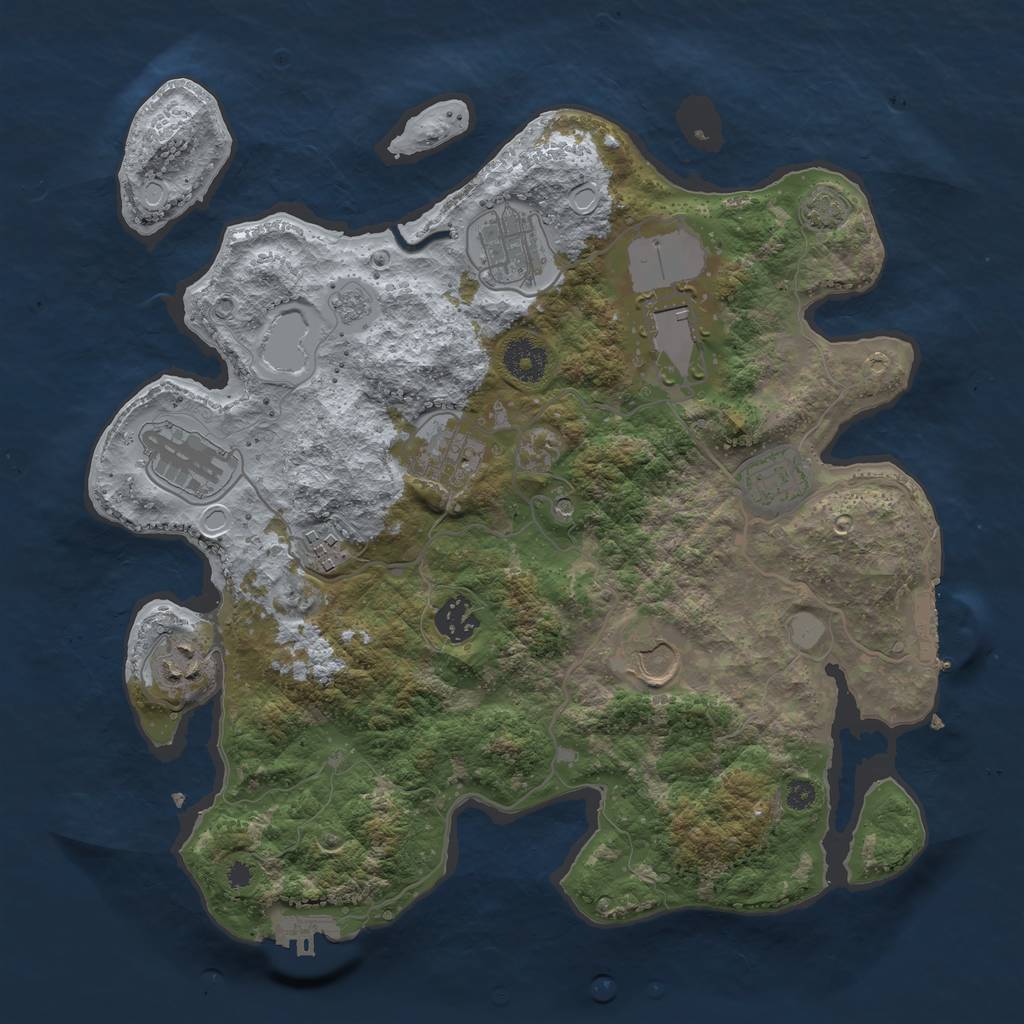 Rust Map: Procedural Map, Size: 3500, Seed: 895578926, 17 Monuments