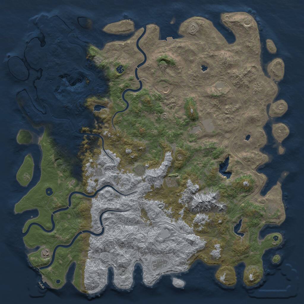 Rust Map: Procedural Map, Size: 6000, Seed: 1989822169, 17 Monuments