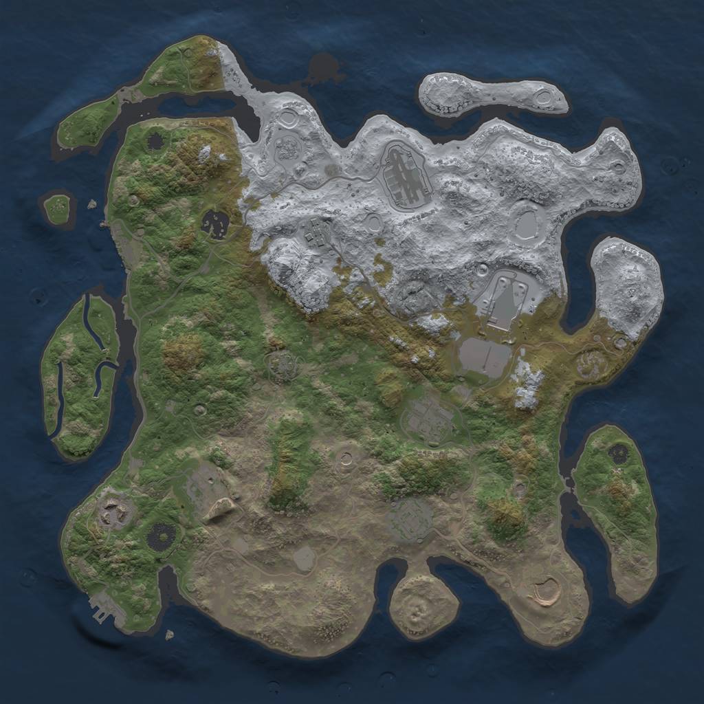 Rust Map: Procedural Map, Size: 3700, Seed: 927217076, 17 Monuments