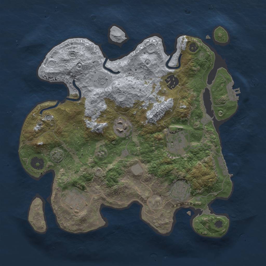 Rust Map: Procedural Map, Size: 3000, Seed: 1131826035, 12 Monuments