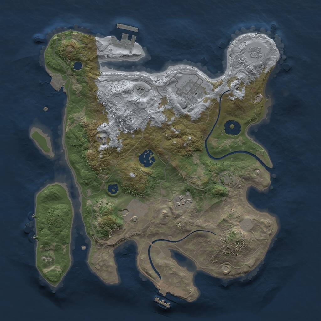 Rust Map: Procedural Map, Size: 3000, Seed: 22202, 10 Monuments