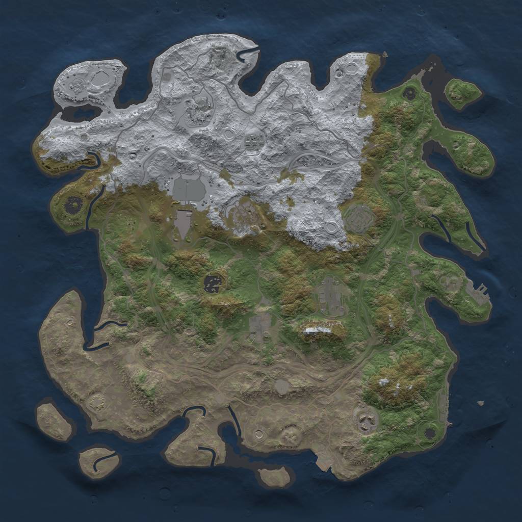 Rust Map: Procedural Map, Size: 4250, Seed: 673857333, 17 Monuments