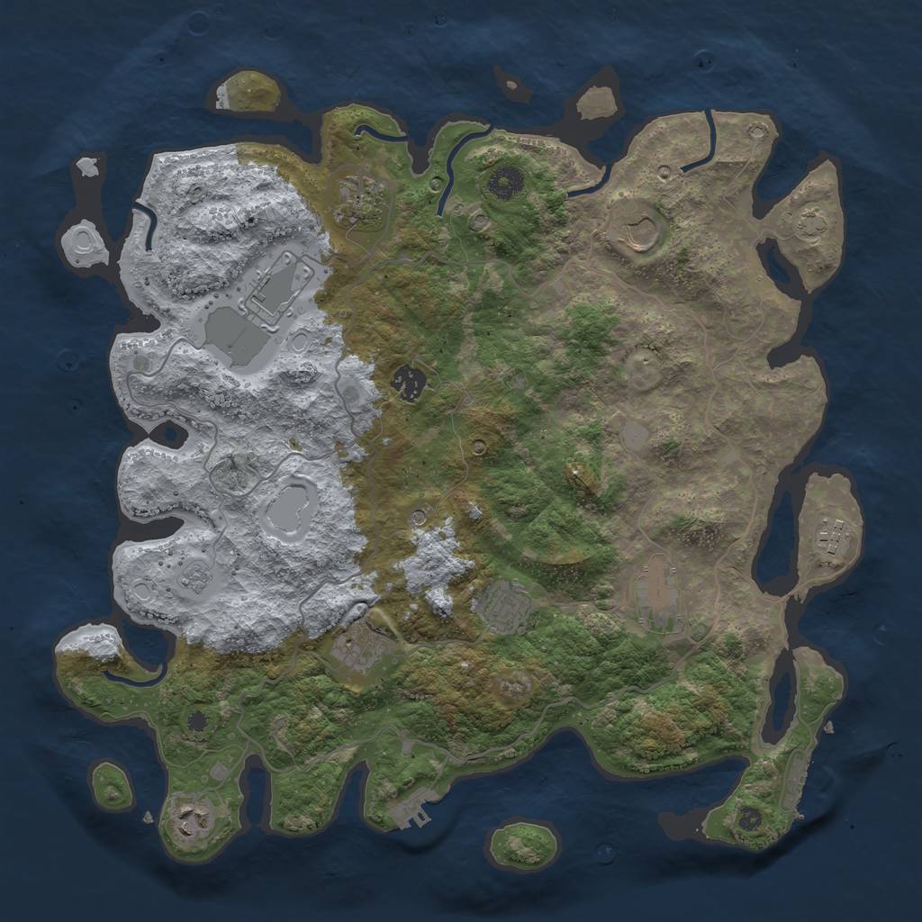 Rust Map: Procedural Map, Size: 4000, Seed: 1094671913, 17 Monuments
