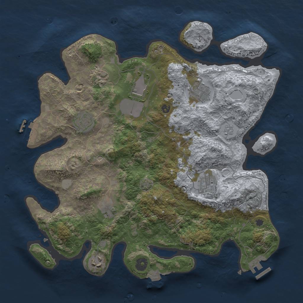 Rust Map: Procedural Map, Size: 3500, Seed: 1458375515, 15 Monuments