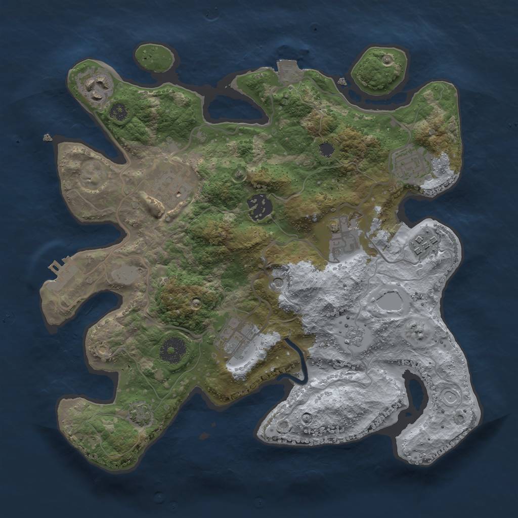 Rust Map: Procedural Map, Size: 3000, Seed: 860524476, 14 Monuments
