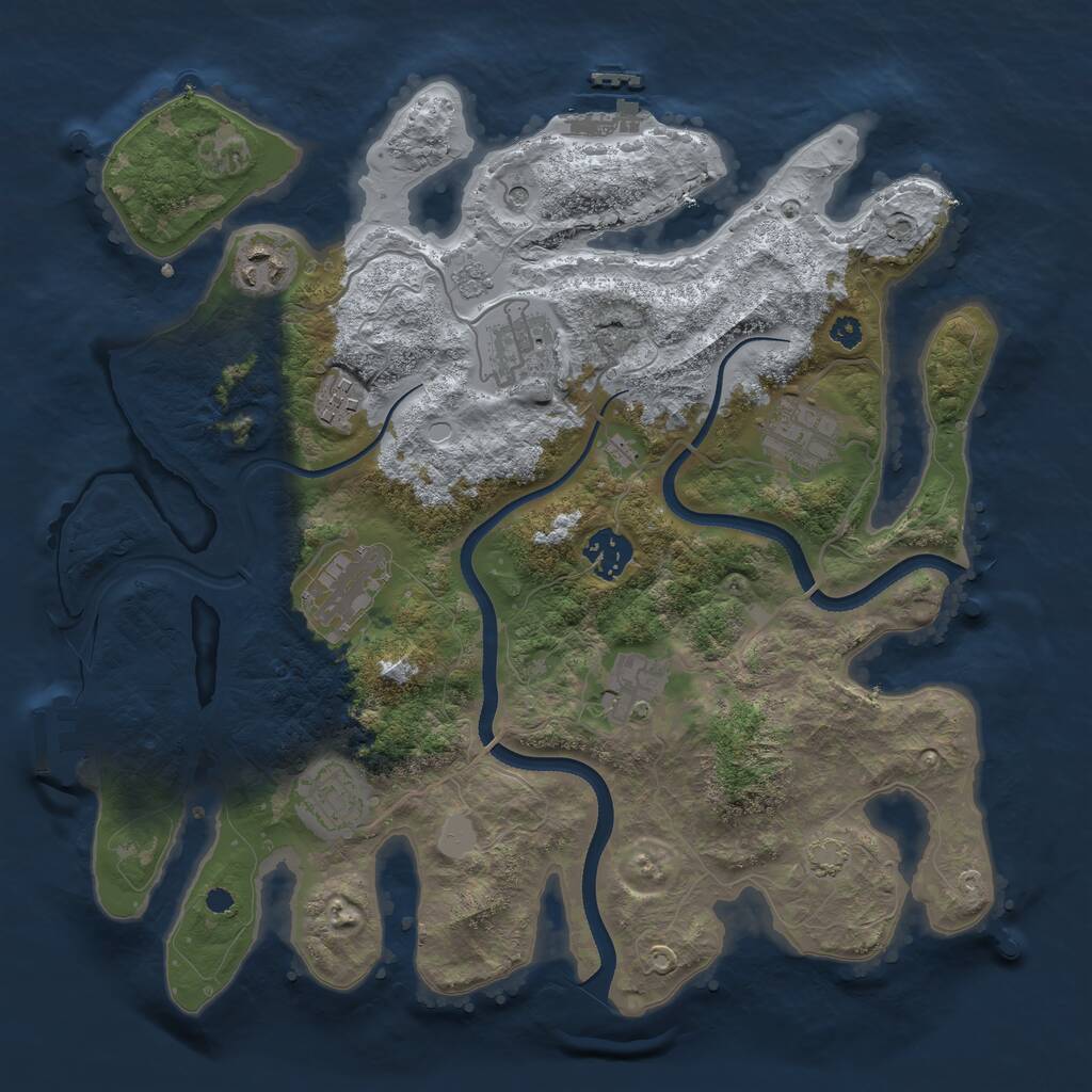 Rust Map: Procedural Map, Size: 3450, Seed: 28719528, 14 Monuments