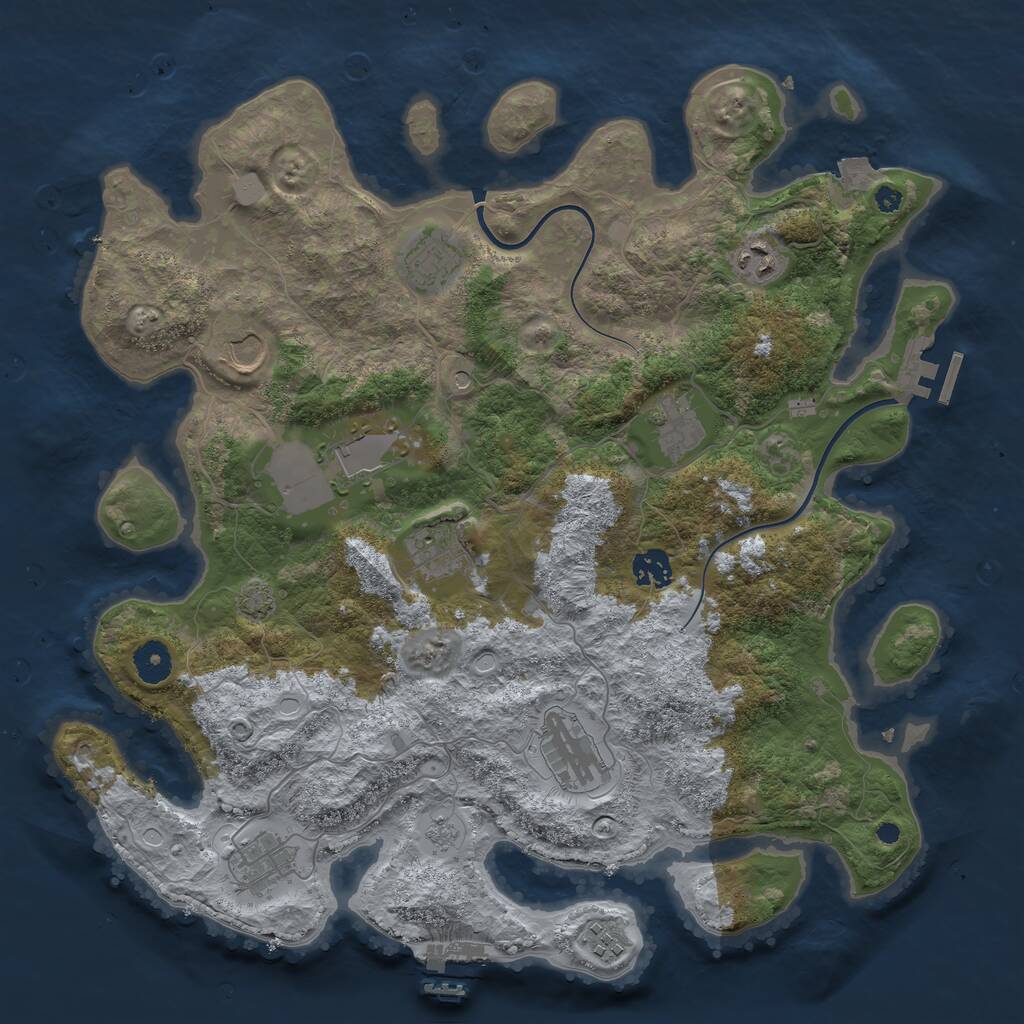 Rust Map: Procedural Map, Size: 3850, Seed: 1314437, 16 Monuments