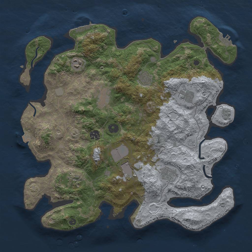 Rust Map: Procedural Map, Size: 3750, Seed: 102689665, 17 Monuments