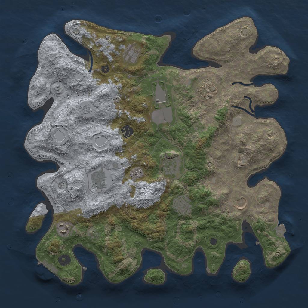 Rust Map: Procedural Map, Size: 3800, Seed: 76778, 17 Monuments