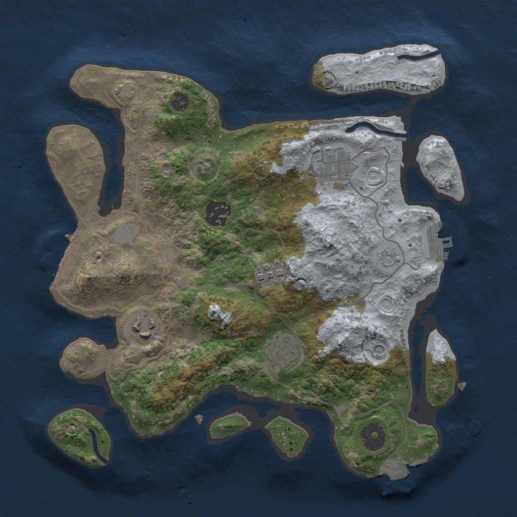 Rust Map: Procedural Map, Size: 3000, Seed: 163206258, 13 Monuments